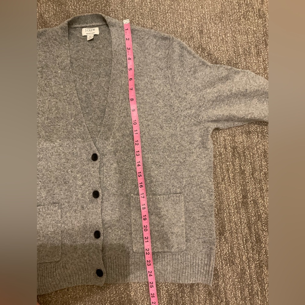 J. Crew Factory Gray V-Neck Button Cardigan with Front Pockets - Picture 5 of 8